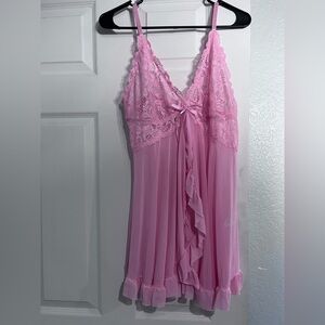 Pink Lace Ruffle Trim Cami Set